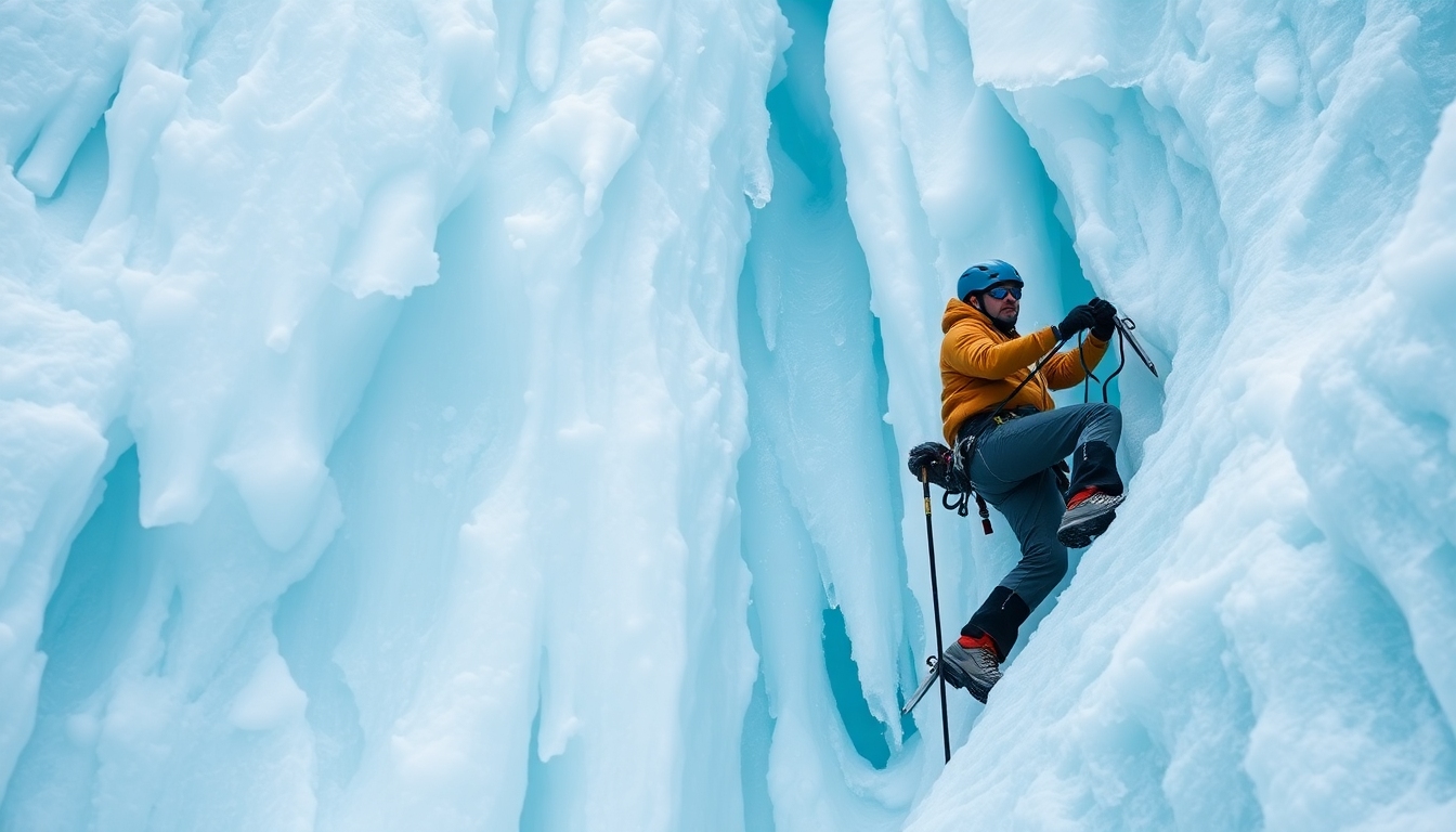 Escalada em gelo com piquetas